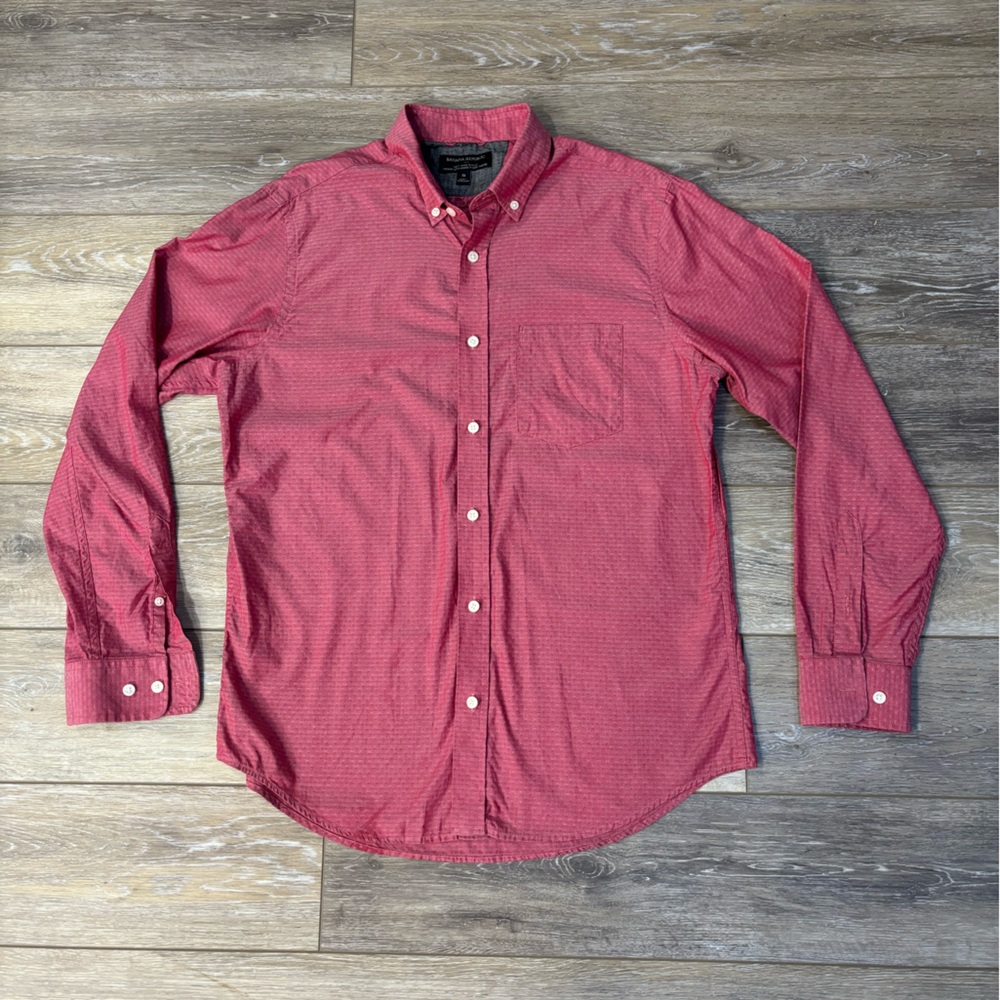 Banana Republic Dress Shirt Red Soft Wash Slim Fit Sz M Long Sleeve Preppy